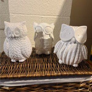 White Ceramic Owl Figurines